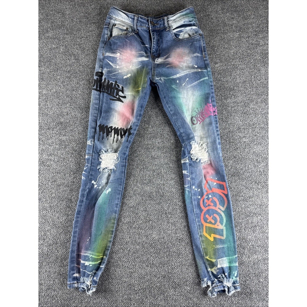 HOT Hip Hop Mens personalized fashion jeans 30x30 Slim Multi Color